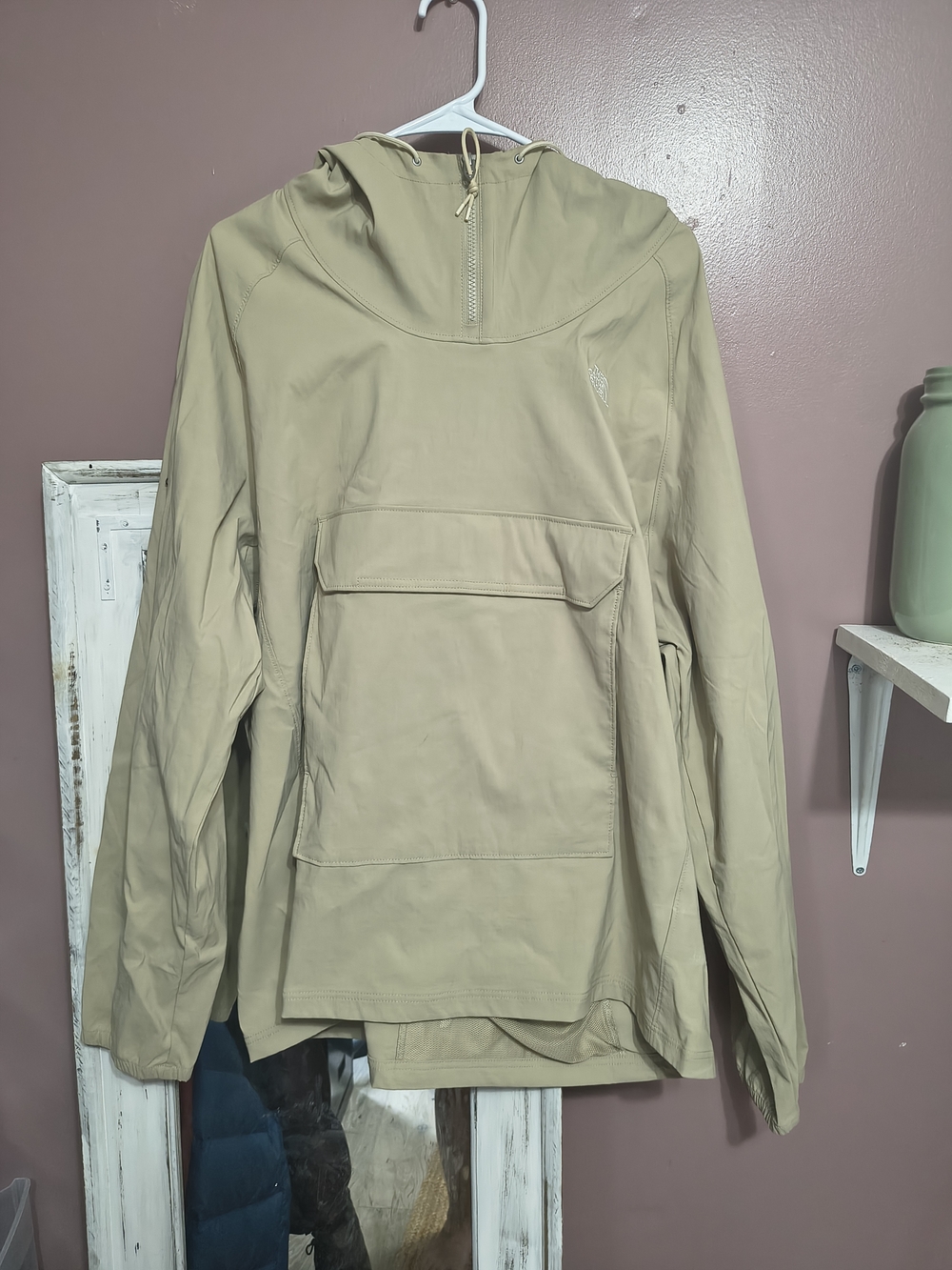 The North Face Men's Hooded Windbreaker Jacket in Beige